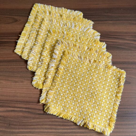 Set Of 6 Vintage Weavers Homespun 8-1/2 x 7 " Coaster Petite Napkin - Picture 2 of 8
